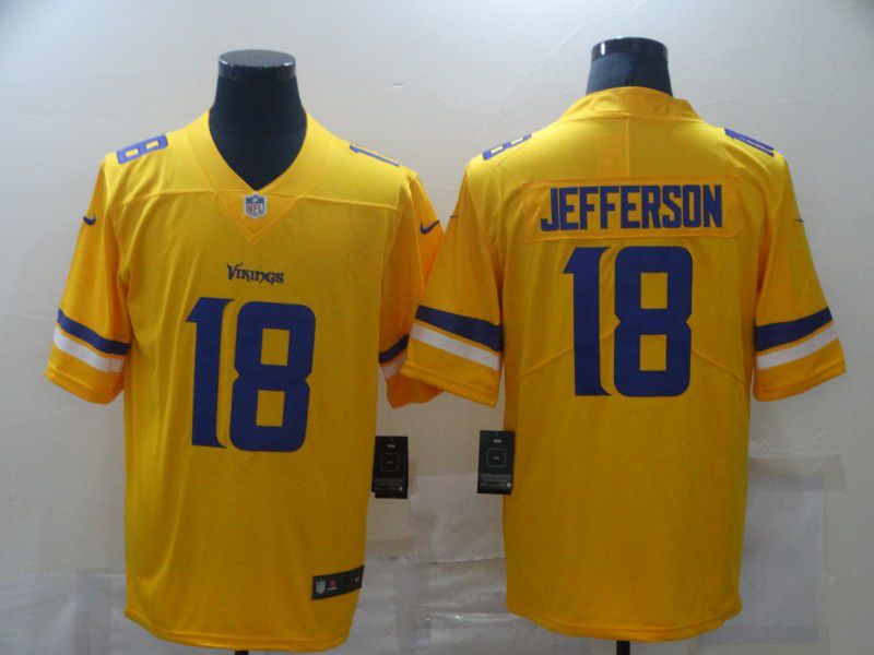 Men Minnesota Vikings 18 Jefferson Yellow Nike Limited Vapor Untouchable NFL Jerseys